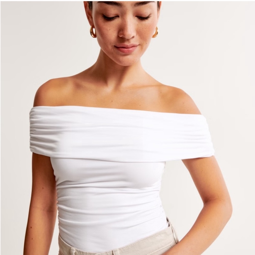 Abercrombie and Fitch cotton off the shoulder, white top
